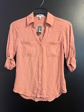 EXPRESS Nude Tone Portofino Shirt